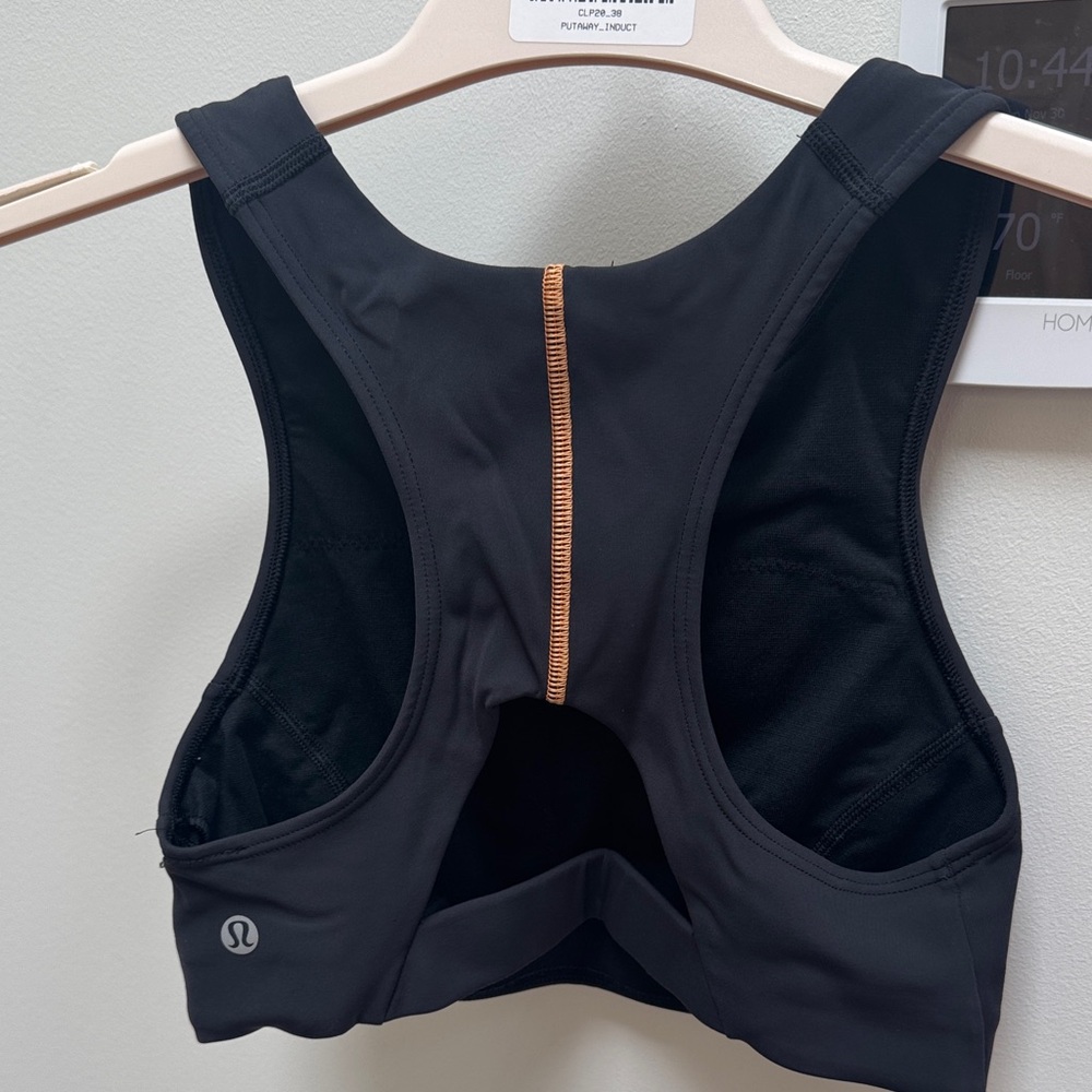 lululemon athletica Black Sports Bra with Orange Detail